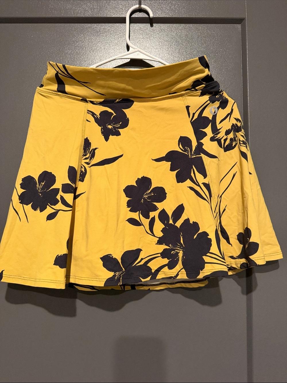 Donajo Yellow Floral Circle Skirt  Skort with Navy Print